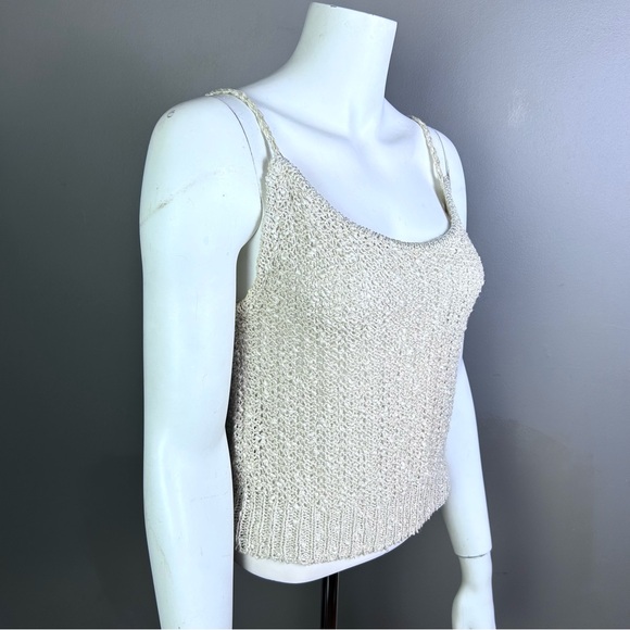 Vintage Cardigan Sweater Size Large twinset Irish Linen Crochet knitted metallic - Picture 11 of 16